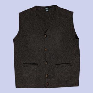 J. Crew | Women's Lambswool Button Vest Brown Pocket Large